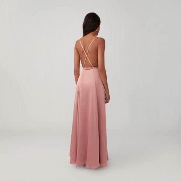 Fame and Partners Champagne satin wrap dress size 8 - Picture 3 of 6